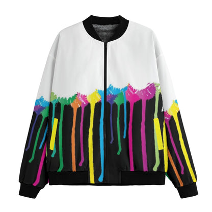 Spray Paint Drips Paint Fleece Bomber Jacket – Graffiti-Inspired Streetwear