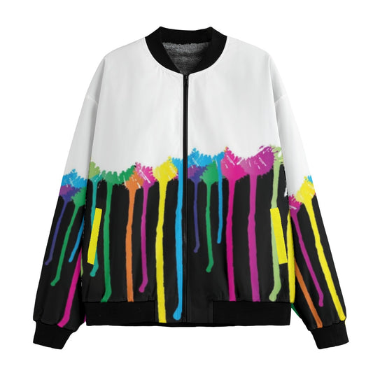 Spray Paint Drips Paint Fleece Bomber Jacket – Graffiti-Inspired Streetwear