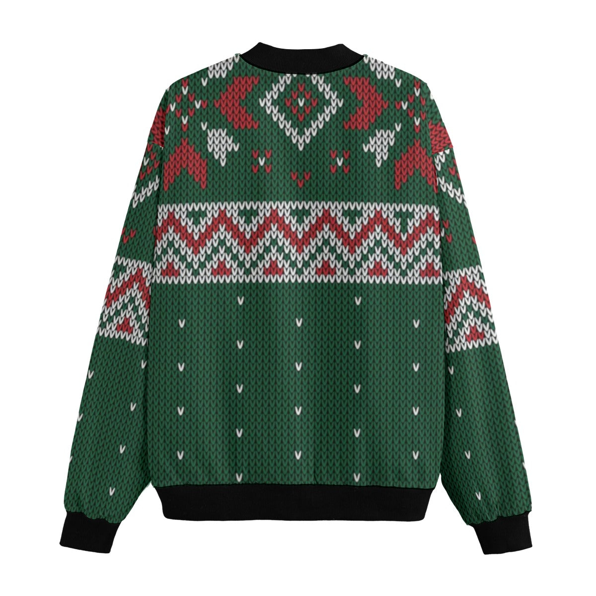 Urban Legend Snow Christmas Knitted Pattern Winter Green Fleece Bomber Jacket