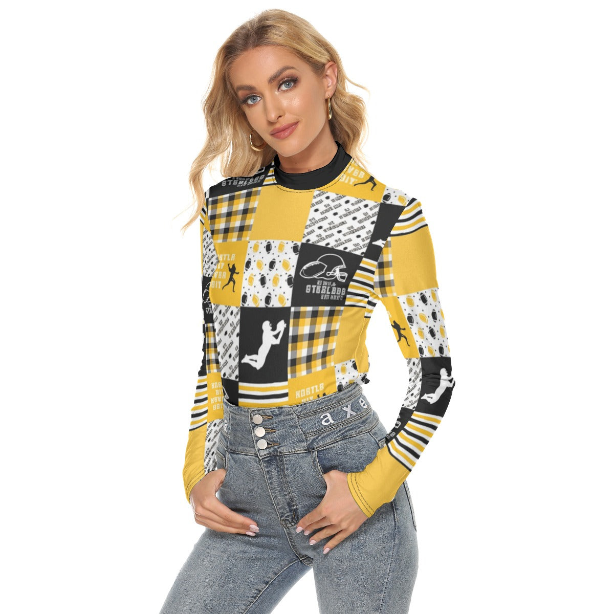 All Over Print Women's Stretchable Turtleneck Top