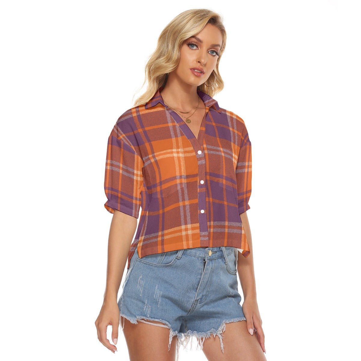 Urban Legend Clemson Tigers Tartan Plaid Women's V-Neck Shirt – Orange and Purple College Heritage S