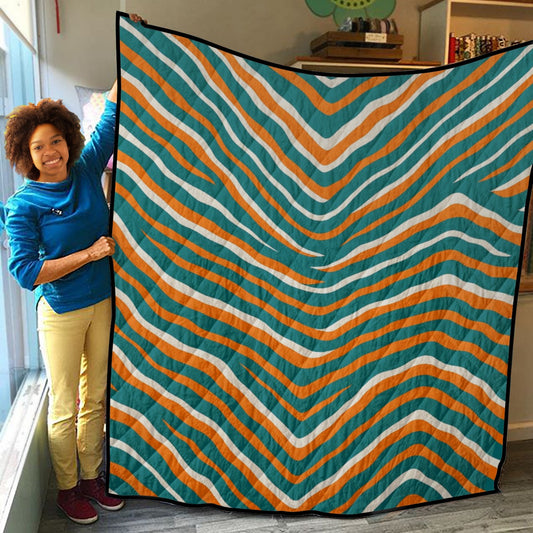Miami Football Game Day Lightweight & Breathable Quilt With Edge-wrapping Strips