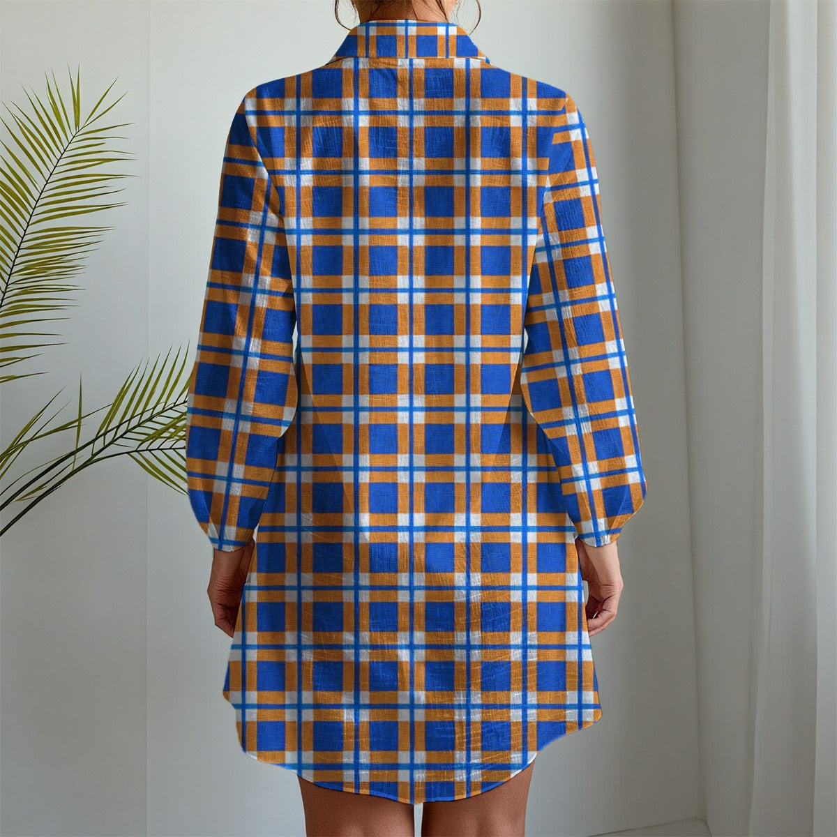 Florida - Gators tartan plaid Women's Long Sleeve Shirt Dress