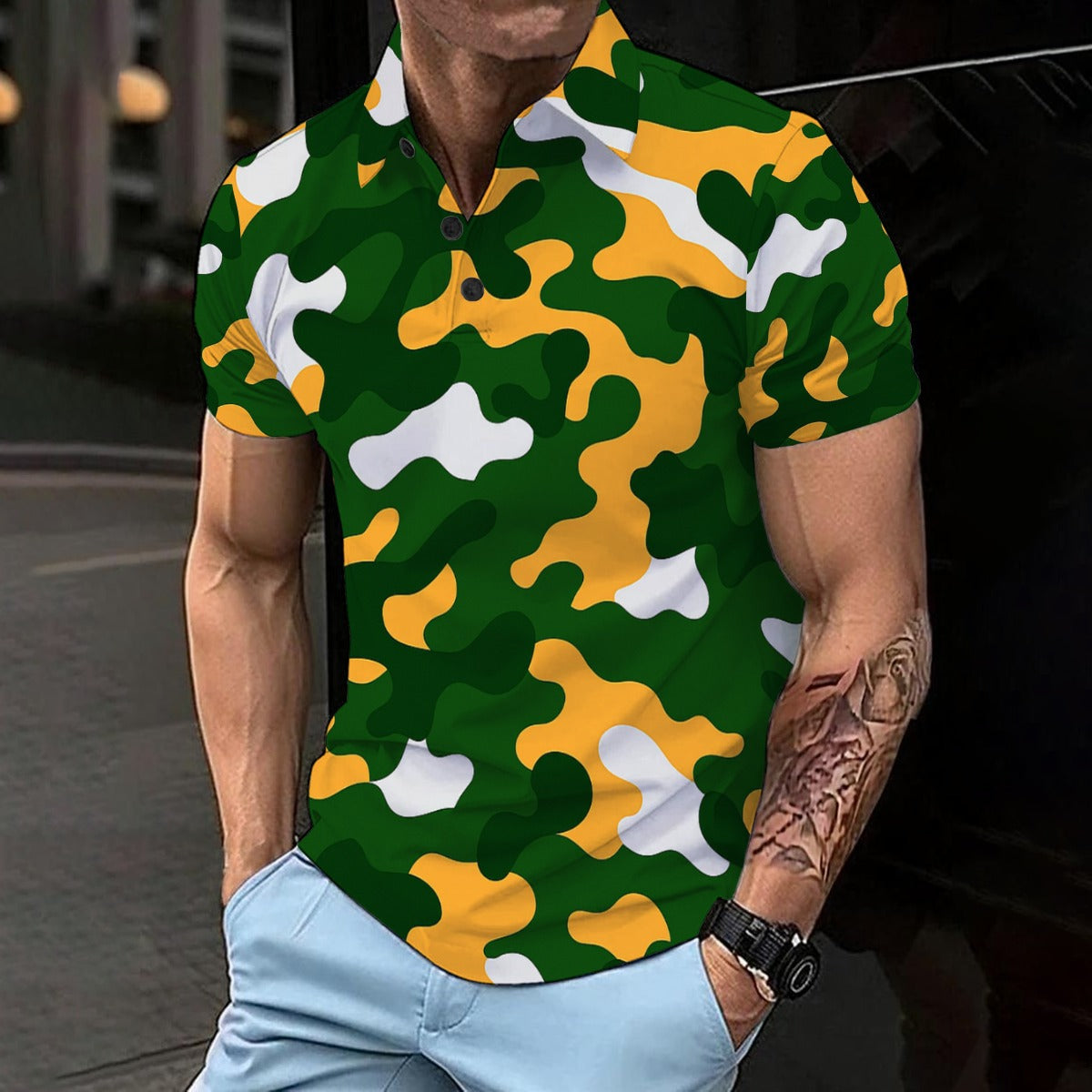 Green Bay Football Game Day All-Over Print Men’s Basic Polo Shirt