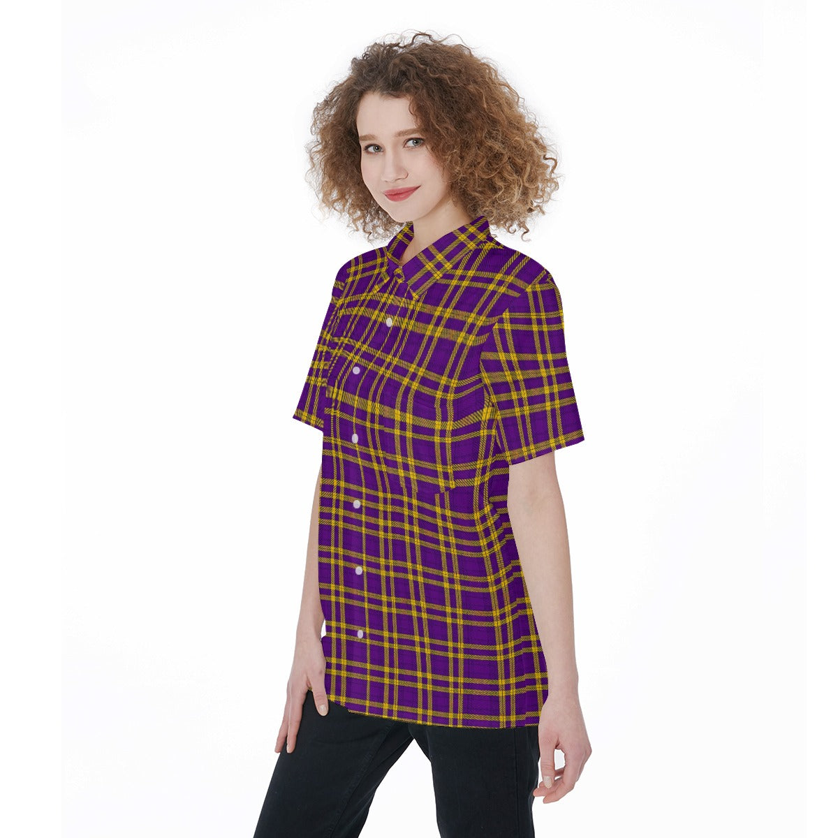 Louisiana Tartan Laid Tigers Lsu Women's Short Sleeve Shirt With Pocket