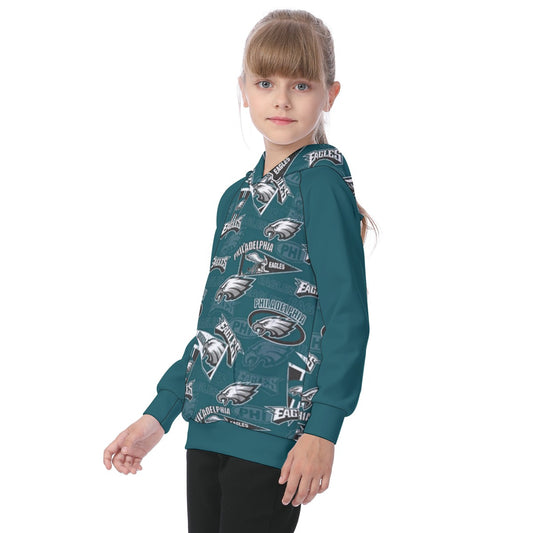 Philadelphia Football Game Day All-Over Print Kid's Raglan Pullover Hoodie