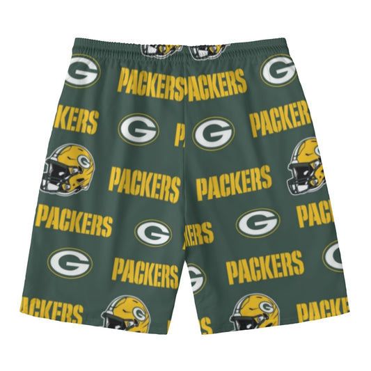 Green Bay Football Game Day All-Over Print Men‘s Beach Shorts With Lining