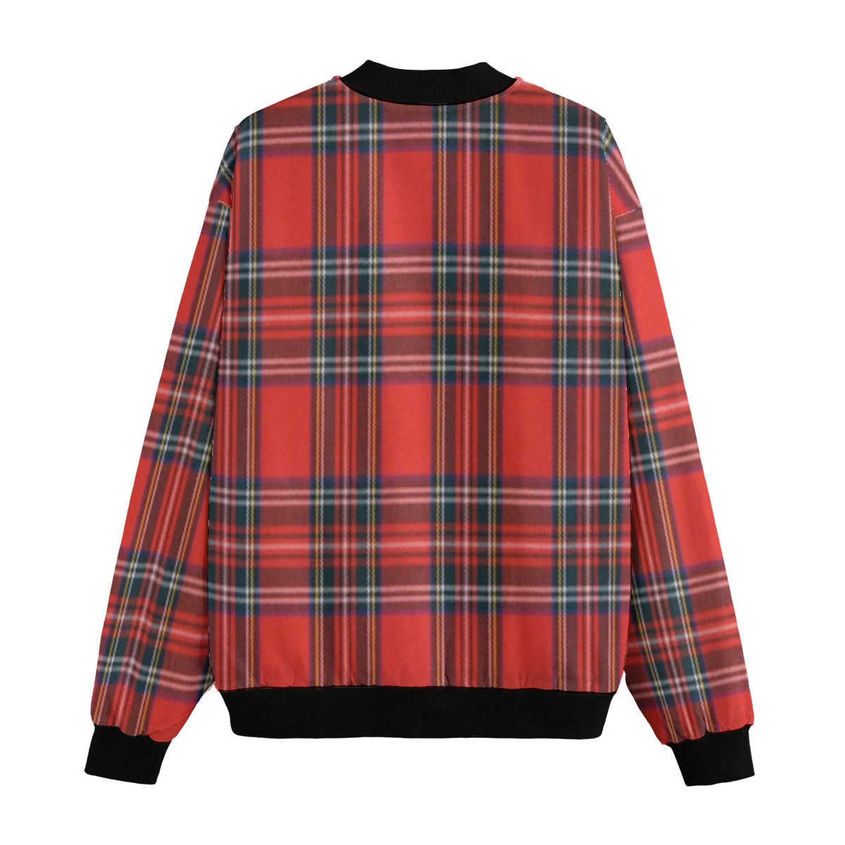 Red Royal Stewart tartan plaid Fleece Bomber Jacket