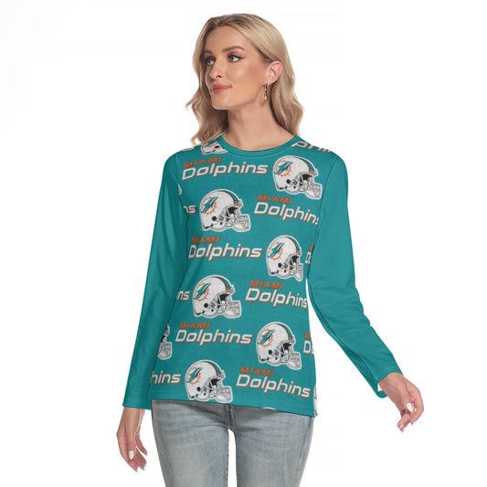 Miami Football Game Day All-Over Print Women's O-neck Long Sleeve T-shirt