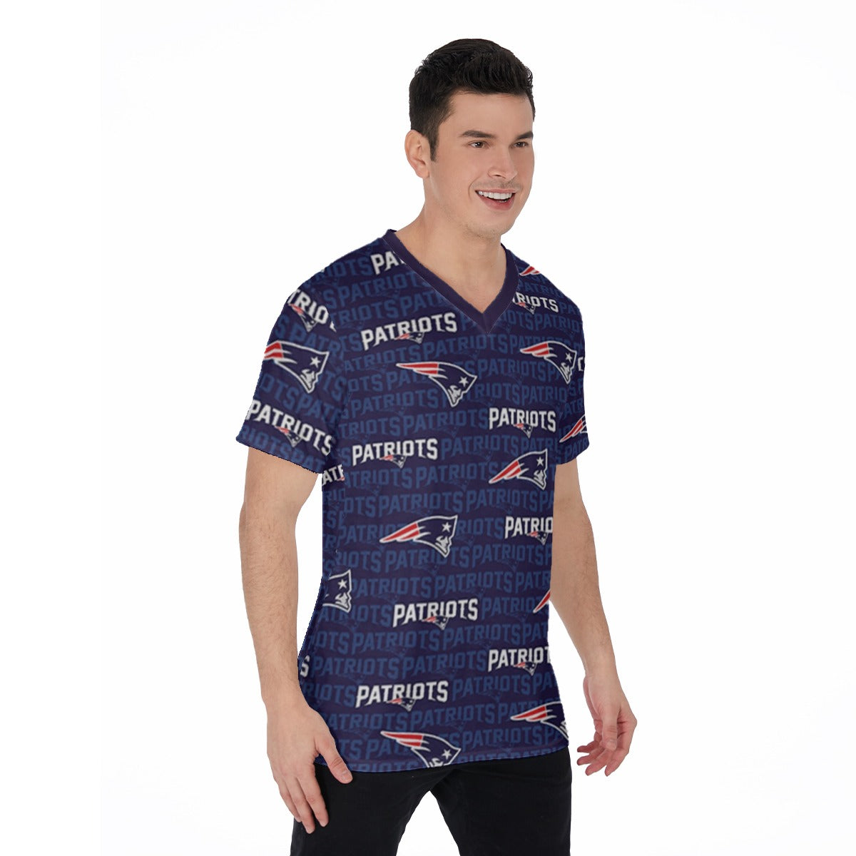 New England Football Game Day All-Over Print V-Neck T-Shirt