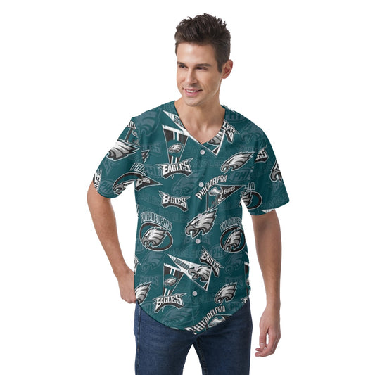 Philadelphia Football Game Day All-Over Print Men's Short Sleeve Baseball Jersey