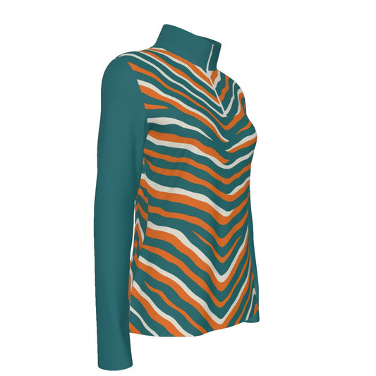 Miami Football Game Day All-Over Print Women's Sports Collar Jersey With Long Sleeve| Interlock