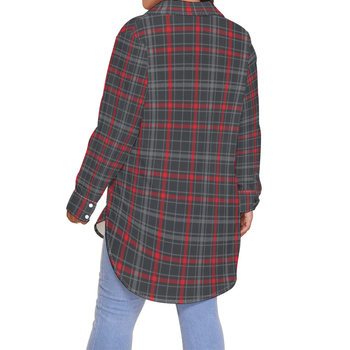 New Mexico Tartan Plaid Lobos Women's Shirt With Long Sleeve(Plus Size)