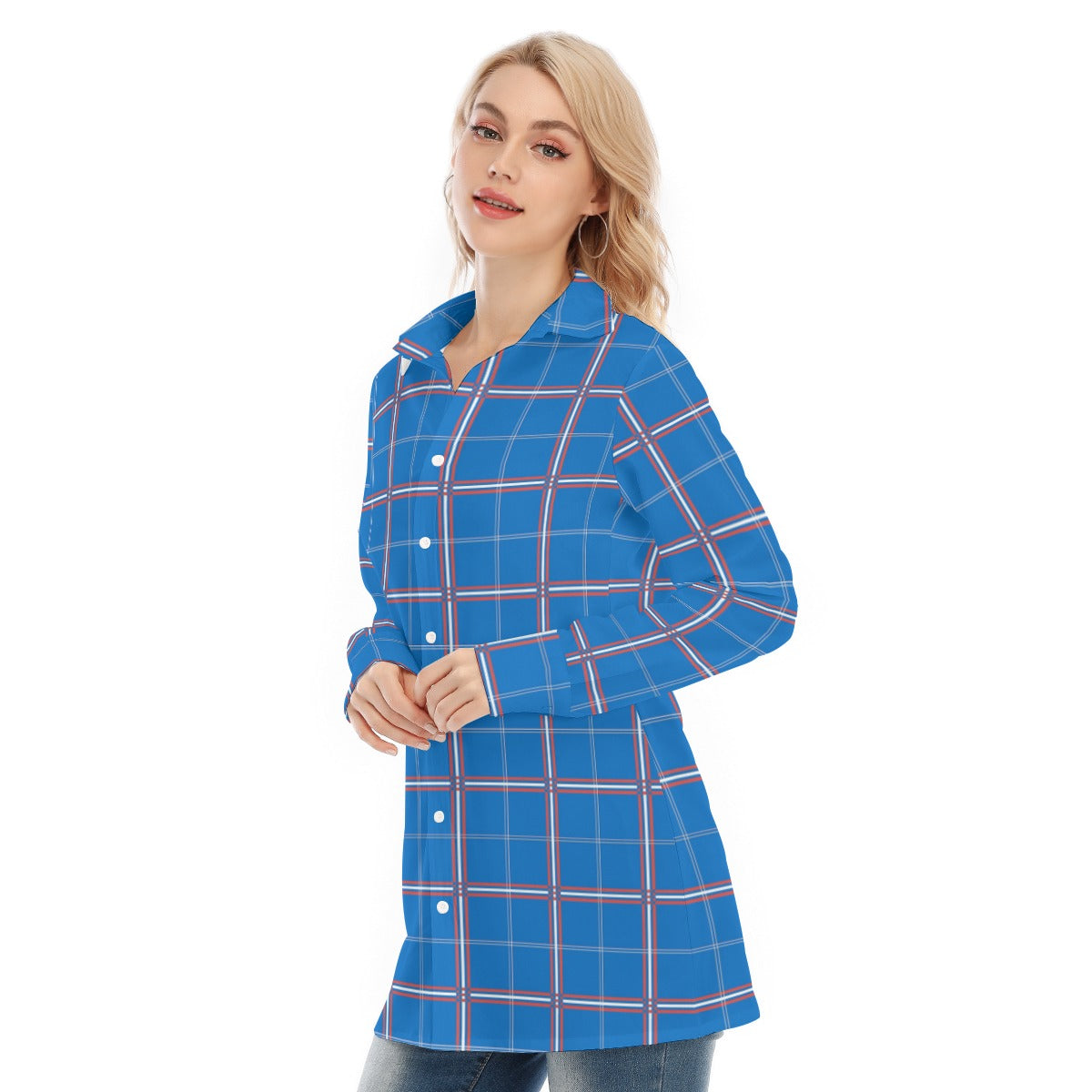 Kansas Tartan Plaid Jayhawks Women's Long Shirt