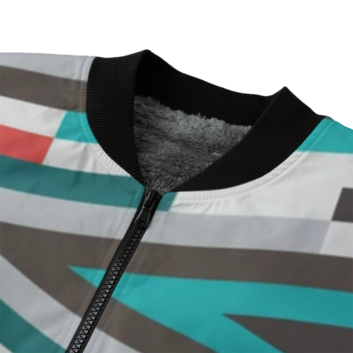 Urban Legend 90s Street Icons Abstract Geometric Pattern Inspired Tribal Fleece Bomber Jacket