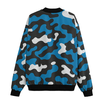 Carolina Panthers Camo Fleece Bomber Jacket – Black, Blue and Silver NFL Streetwear