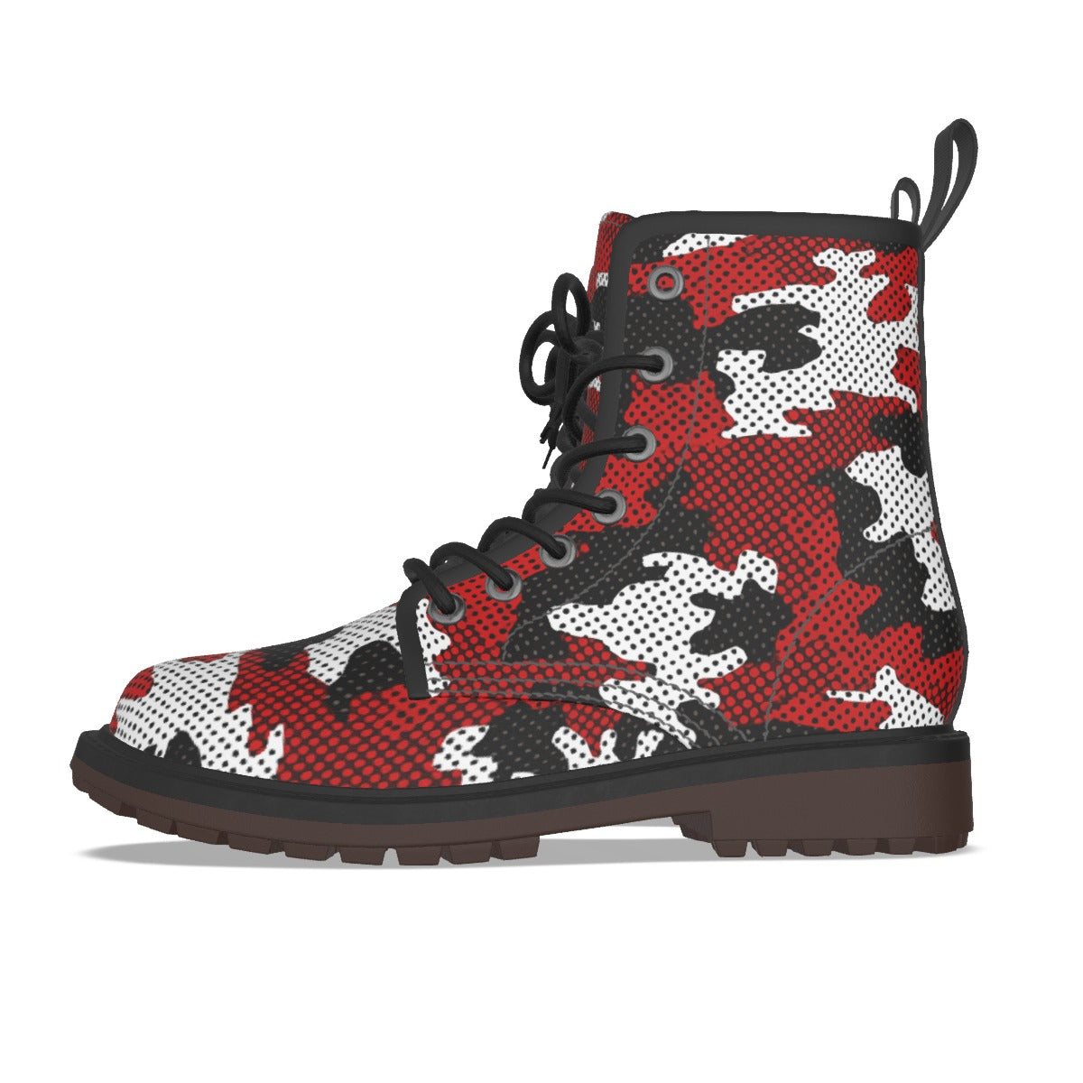 Urban Legend Louisville Red and Black Camo Martin Short Boots – Cardinals-Inspired Streetwear for Ga