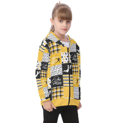 Pittsburgh Steelers All-Over Print Kid's Heavy Fleece Zip Up Hoodie