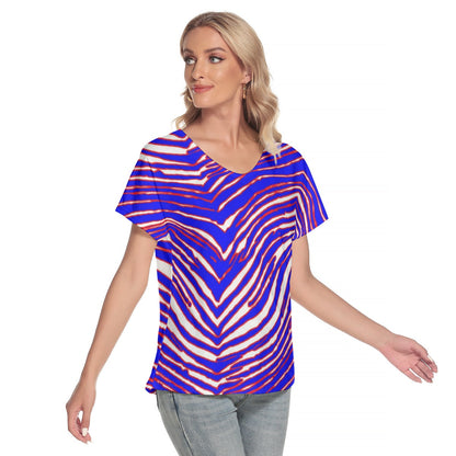 Buffalo Bills Zubaz Women's Loose V-neck Short Sleeve T-shirt