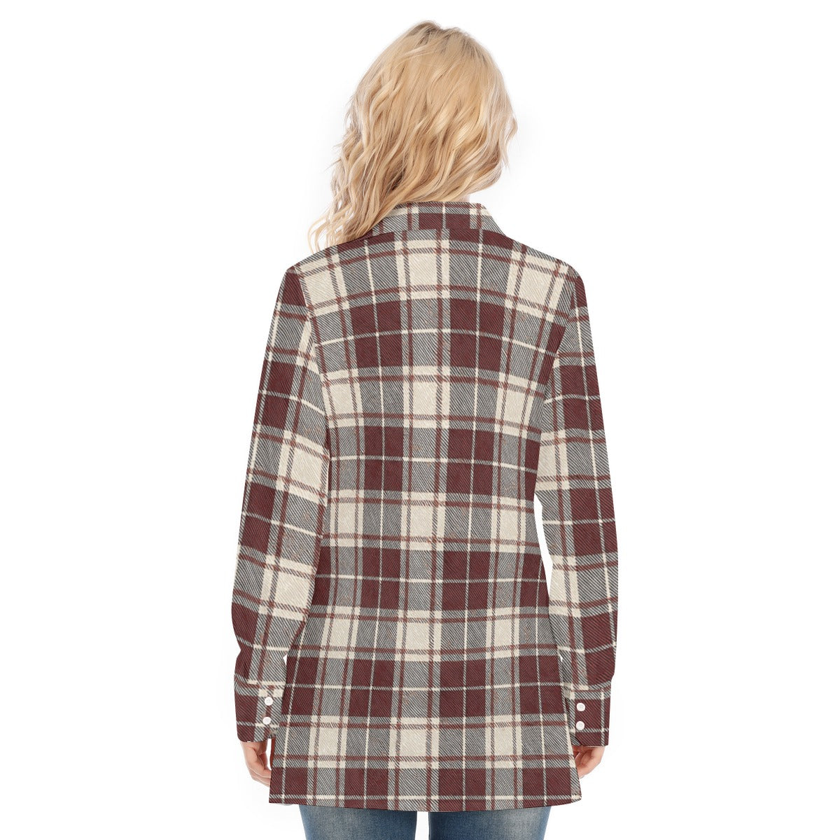 Oklahoma Tartan Plaid Sooners Women's Long Shirt |115GSM Cotton poplin