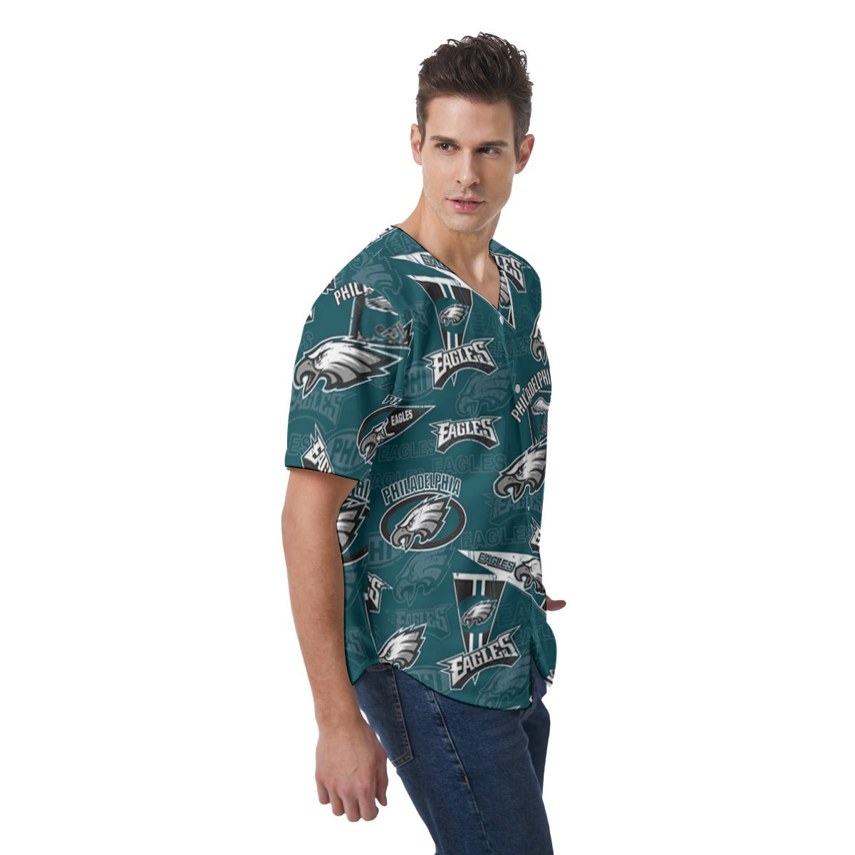 Philadelphia Football Game Day All-Over Print Men's Short Sleeve Baseball Jersey
