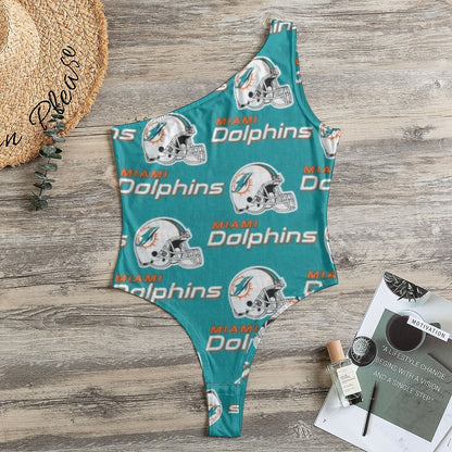 Miami Football Game Day All-Over Print Women's One-Shoulder Bodysuit