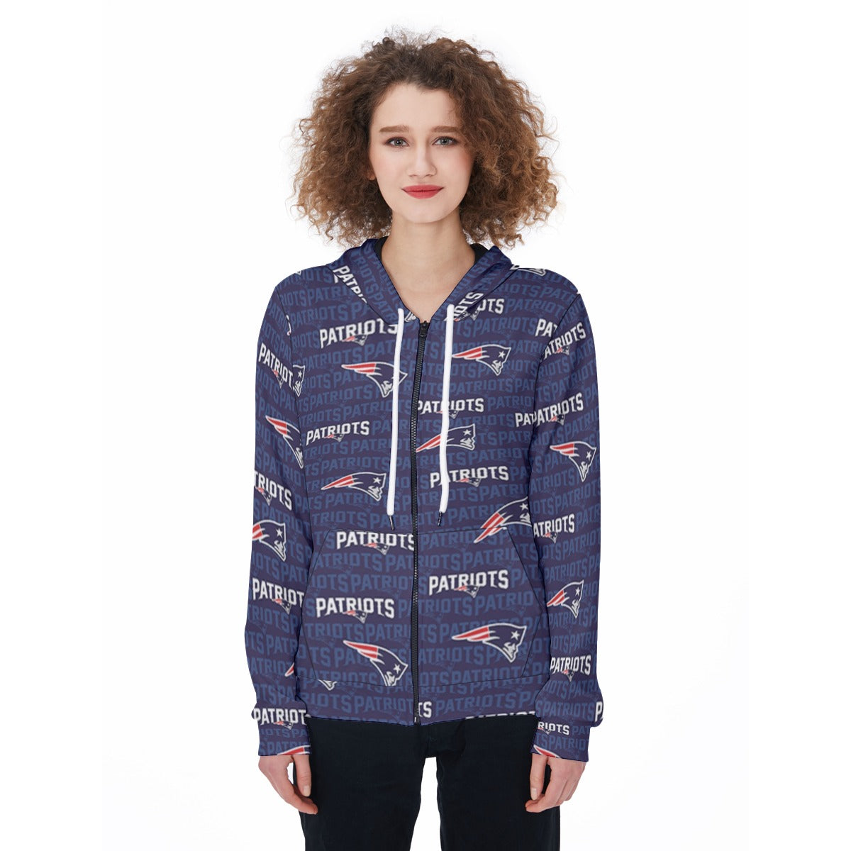 New England Football Game Day All-Over Print Women's Zip Up Hoodie