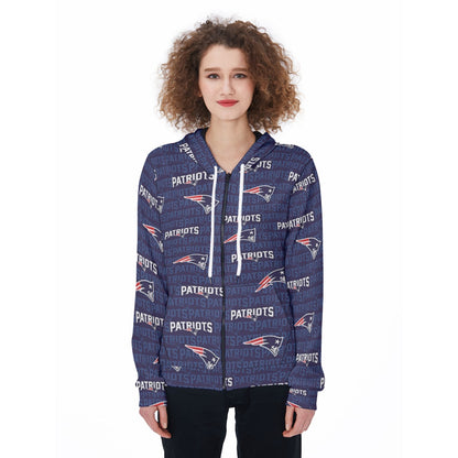 New England Football Game Day All-Over Print Women's Zip Up Hoodie