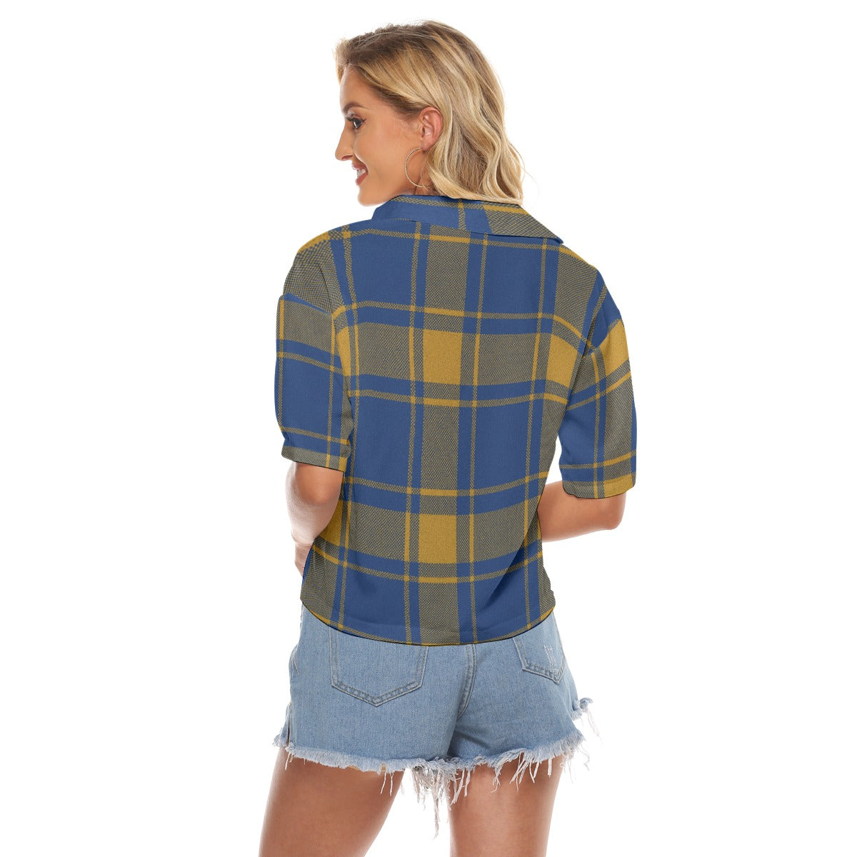 Urban Legend Pittsburgh Panthers Tartan Plaid Women's V-Neck Shirt – Blue and Gold College Streetwea