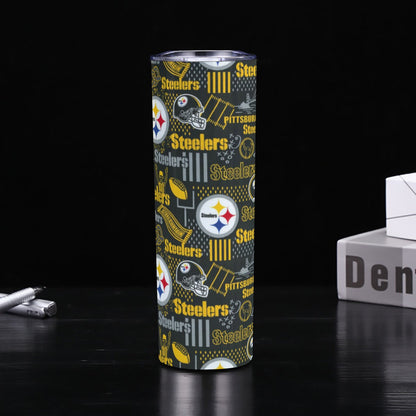 Pittsburgh Steelers Skinny Tumbler Stainless Steel with Lids 30OZ