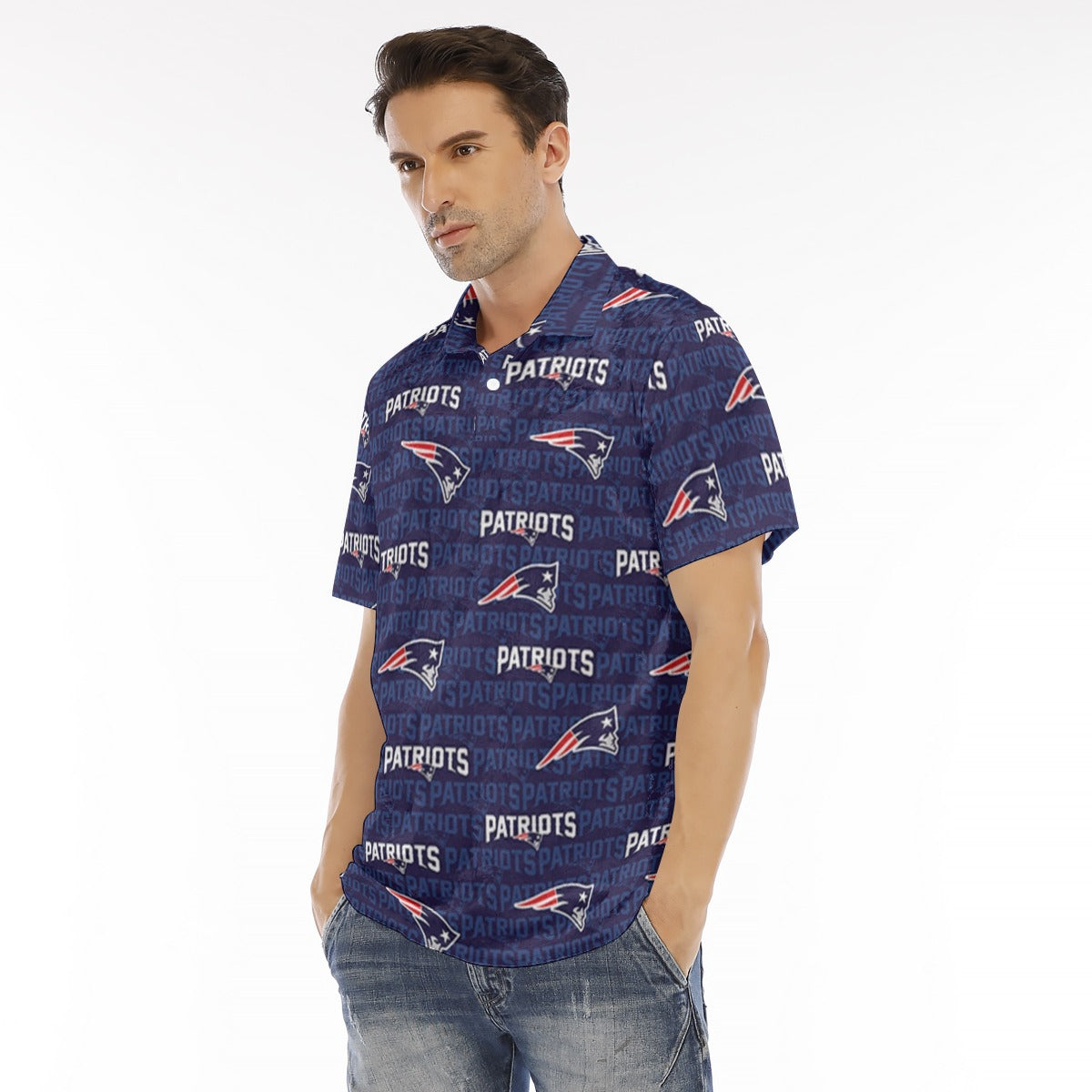 New England Football Game Day All-Over Print Men's Polo Shirt | Velvet