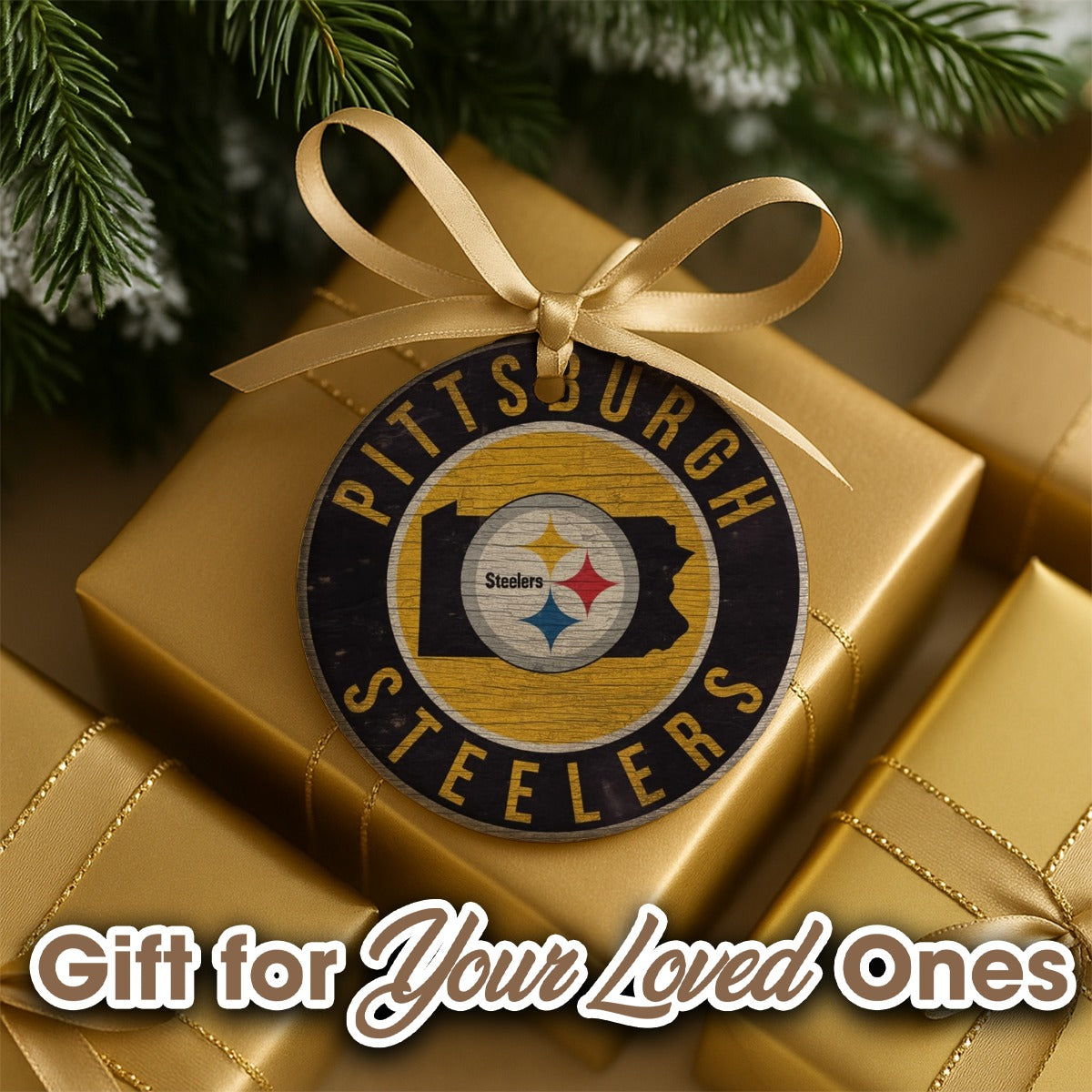 Pittsburgh Steelers Round Christmas Ceramic Decoration Ornaments