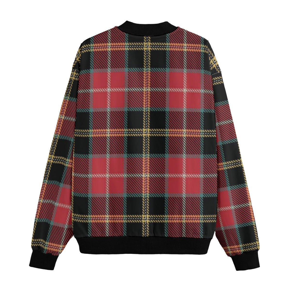 Lindsay green and dark red tartan Fleece Bomber Jacket