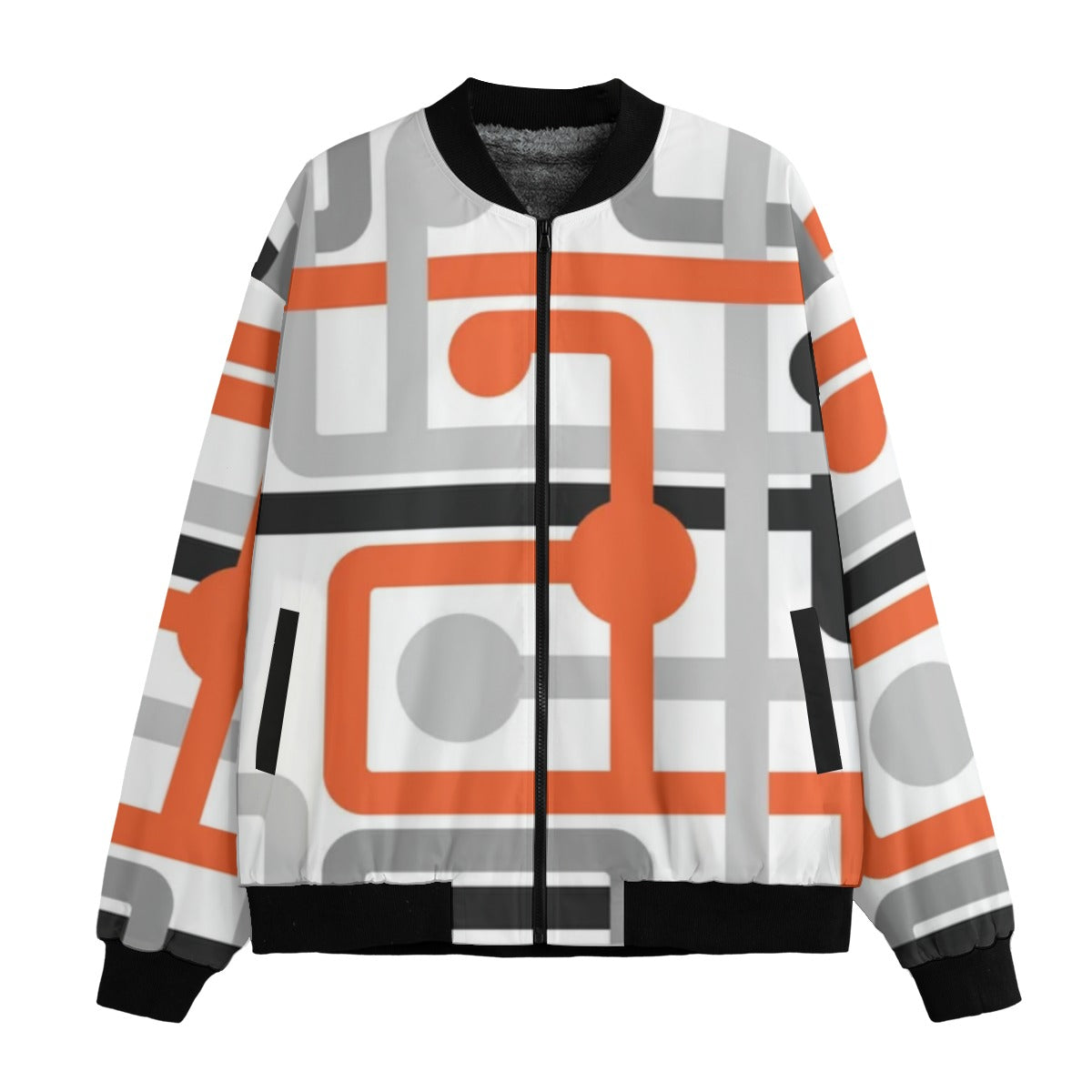 Urban Legend 90s Street Icons – Seamless Colored Lines Fleece Bomber Jacket