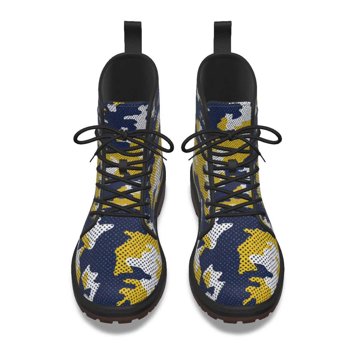 Urban Legend Michigan Maize and Blue Camo Martin Short Boots – Wolverines-Inspired Streetwear for Ga
