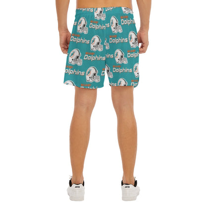 Miami Football Game Day All-Over Print Men's Side Split Running Sport Shorts