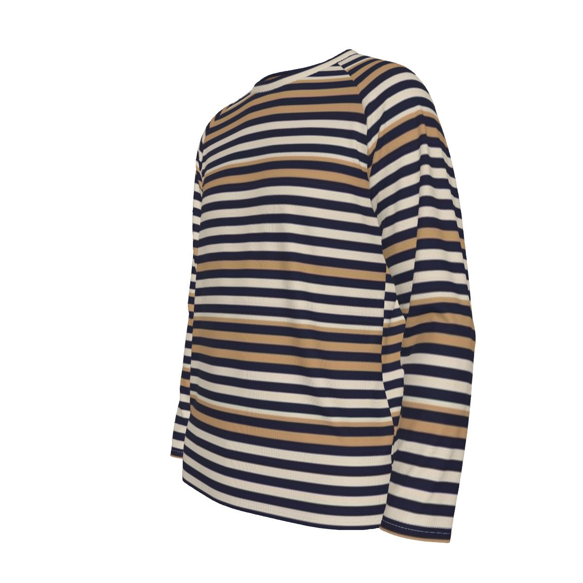 Beige Black and White Striped Long Sleeve Shirt – Timeless Minimalist Elegance