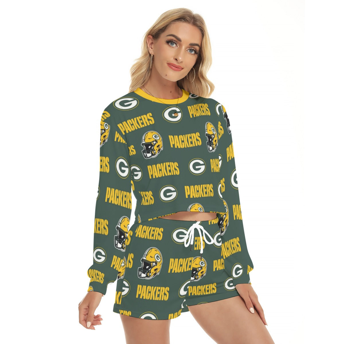 Green Bay Football Game Day All-Over Print Women's Short Sweatshirt And Pants Suit