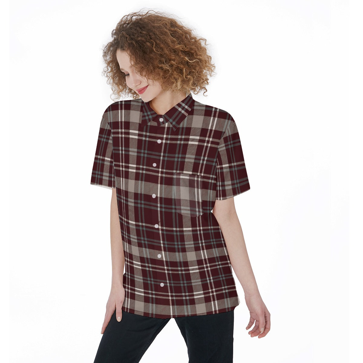 Texas Tartan Plaid A&M - Aggies  Women's Short Sleeve Shirt With Pocket