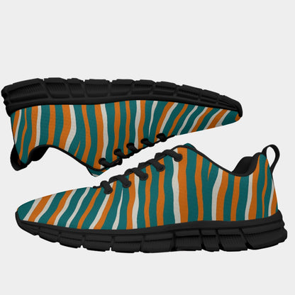 Miami Football Game Day All-Over Print Men's Sports Shoes With Black Sole
