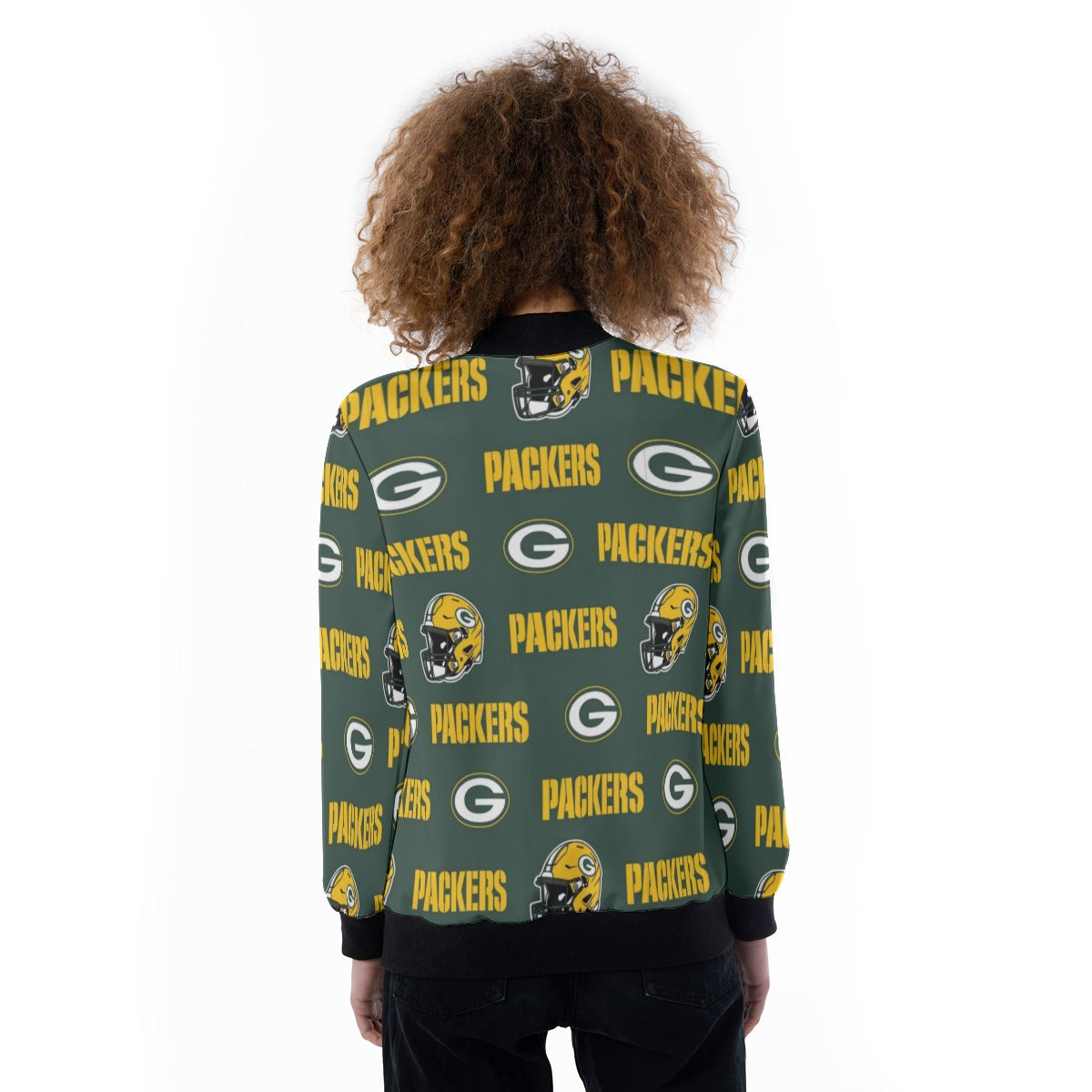 Green Bay Football Game Day All-Over Print Women's Ribbed Stand-up Collar Jacket