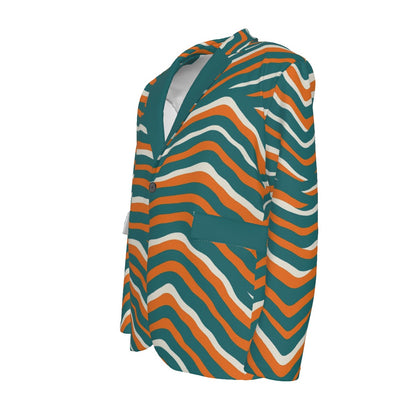 Miami Football Game Day All-Over Print Men's Casual Flat Lapel Collar Blazer