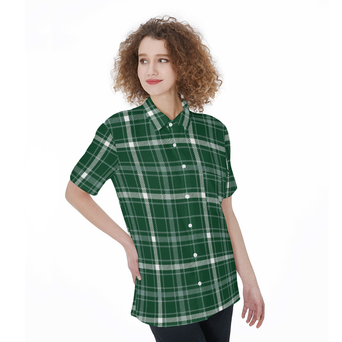 Michigan State Tartan Plaid Spartans Women's Short Sleeve Shirt With Pocket