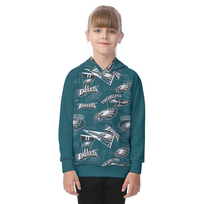 Philadelphia Football Game Day All-Over Print Kid's Raglan Pullover Hoodie