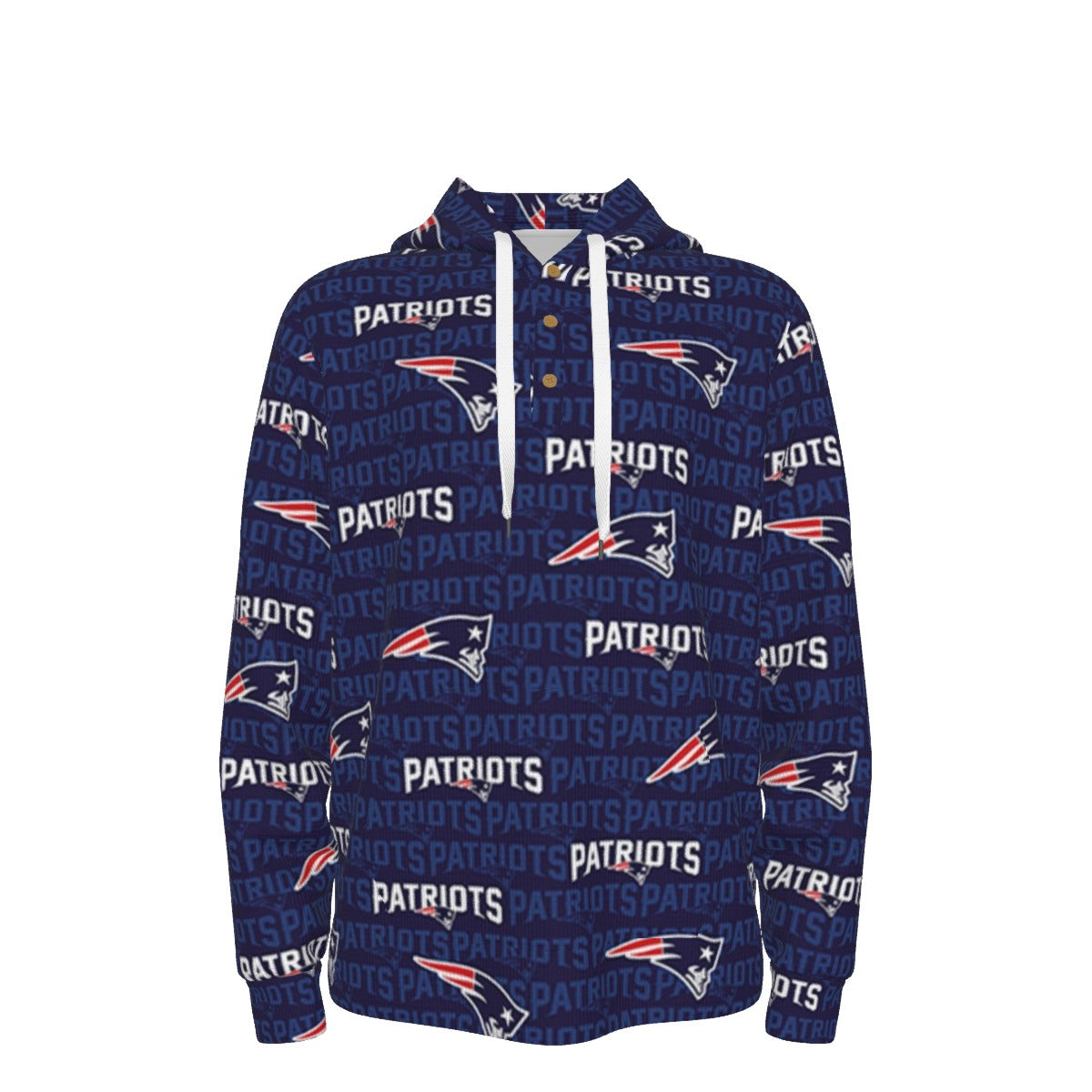 New England Football Game Day All-Over Print Men's Half  Button Hoodie