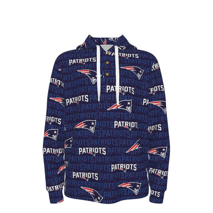 New England Football Game Day All-Over Print Men's Half  Button Hoodie