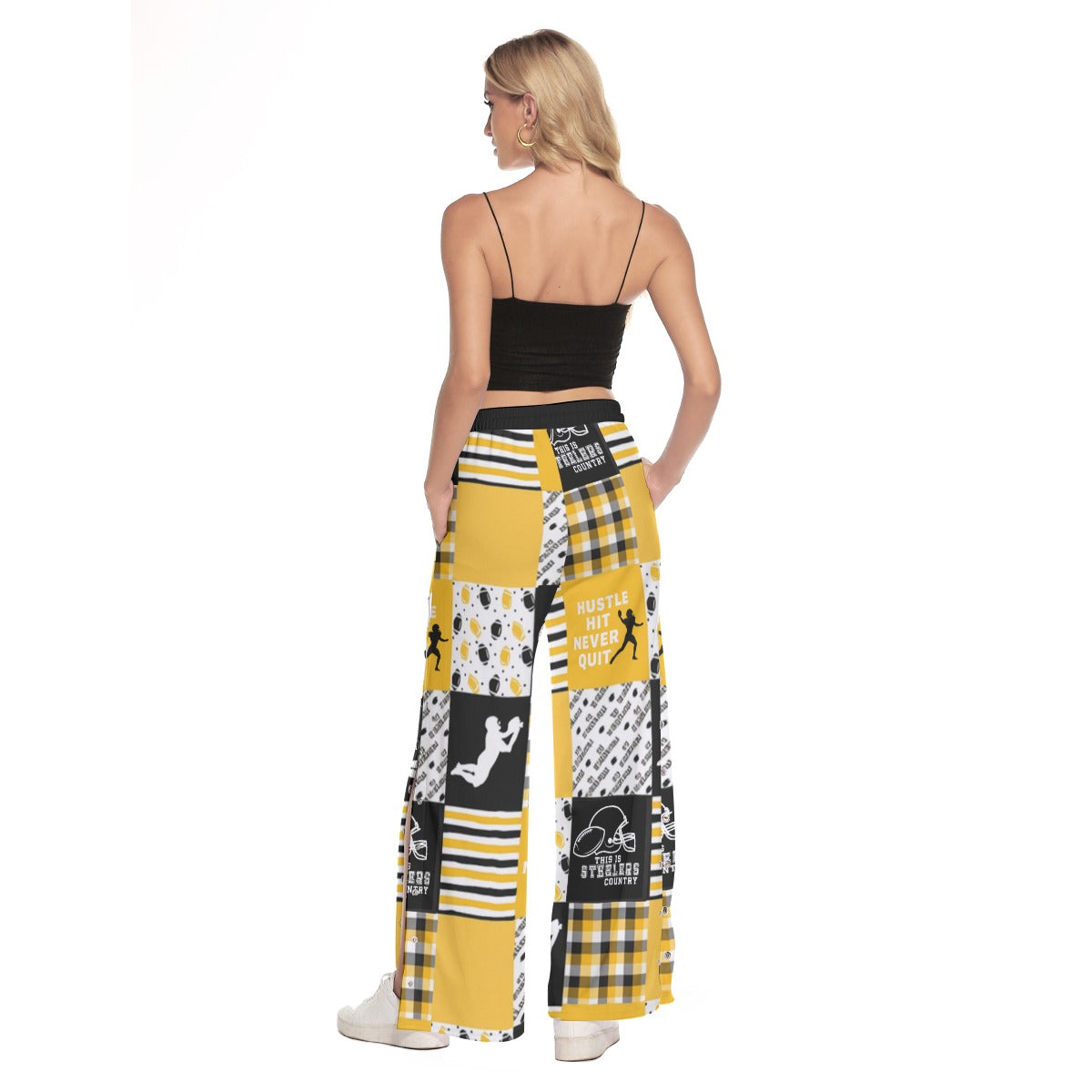 All-Over Print Women's Side Slit Snap Button Trousers