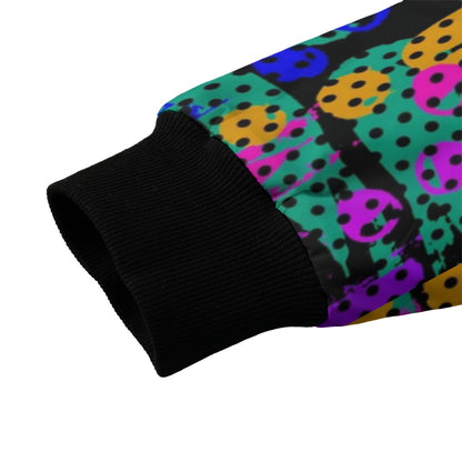 Abstract Oil-Painted Geometric Graffiti Fleece Bomber Jacket – Seamless Streetwear Pattern