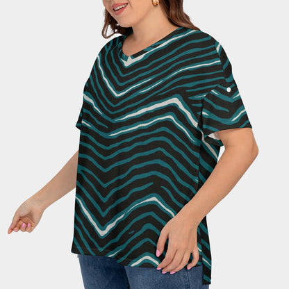 Philadelphia Football Game Day All-Over Print Women's Drop-shoulder Short Sleeve T-shirt With Sleeve Loops(Plus Size)