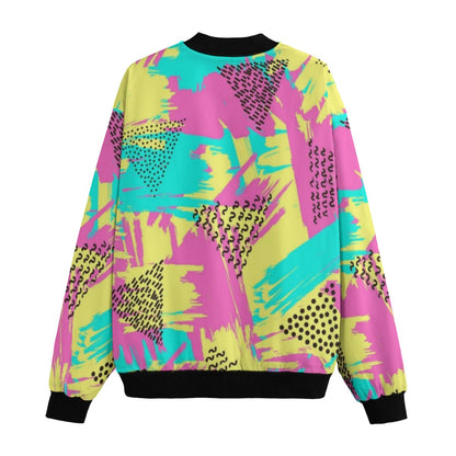 Graffiti Explosion colorful-seamless-pattern yellow pink green Fleece Bomber Jacket